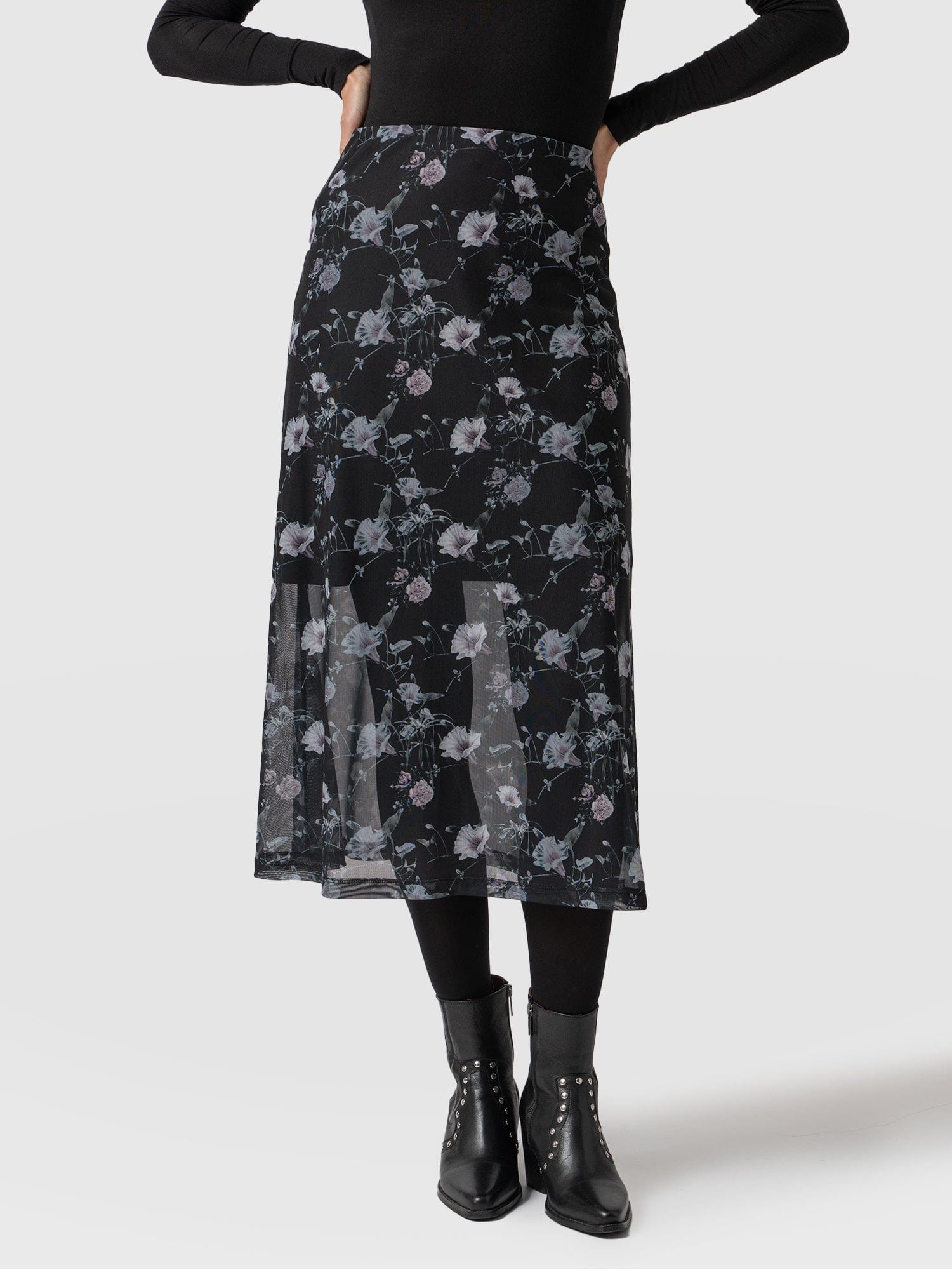 Runway Mesh Skirt Dark Elegance - Women's Skirts | Saint + Sofia® USA
